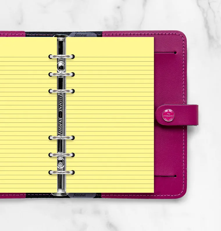 Filofax Classic Personal feuilles lignées jaunes 30 feuilles