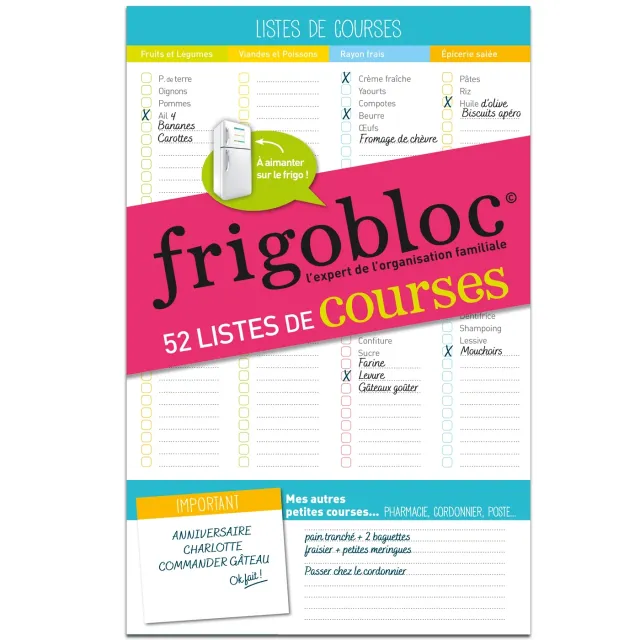 Frigobloc Mes Listes bloc courses semaine 52 listes rayons