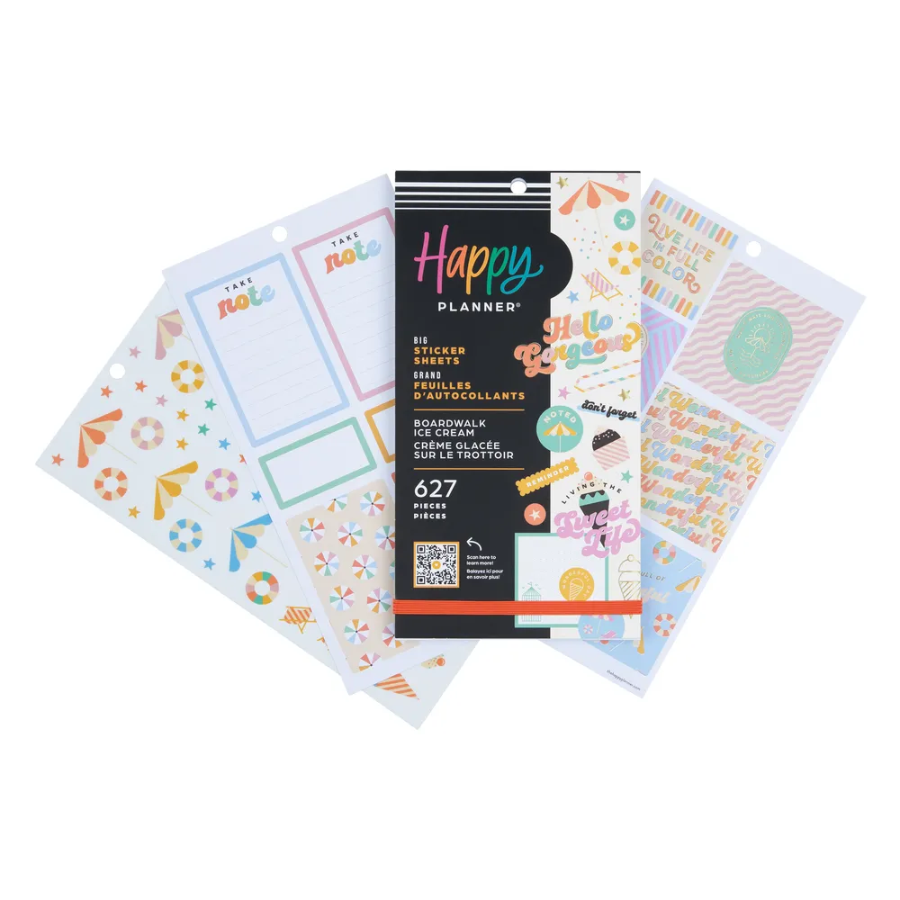Happy Planner Boardwalk Ice Cream stickers Big 627 été