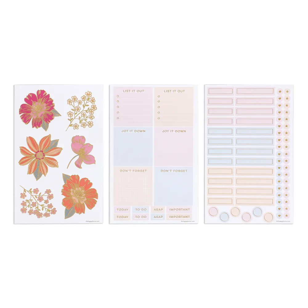 Happy Planner Retro Blooms journal pointillé 80 feuilles 160g