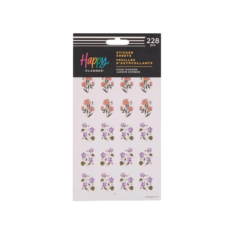 Happy Planner Dark Garden stickers floraux 228 pièces