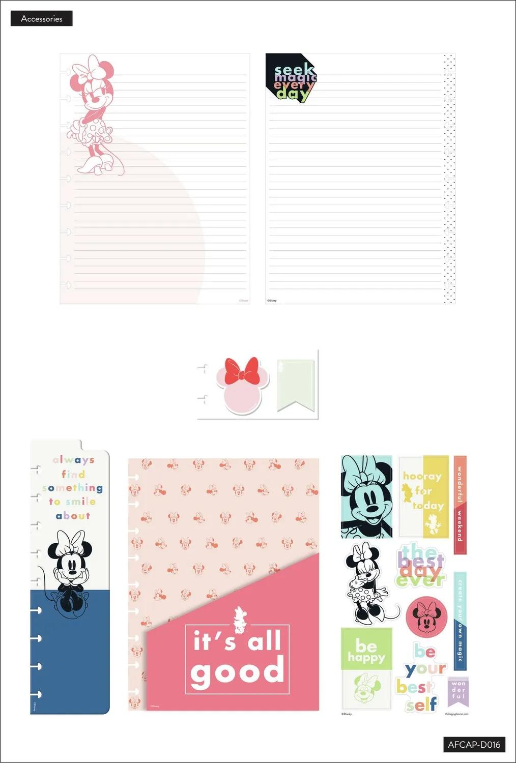 Happy Planner Minnie Magic Colorblock pack accessoires Classic