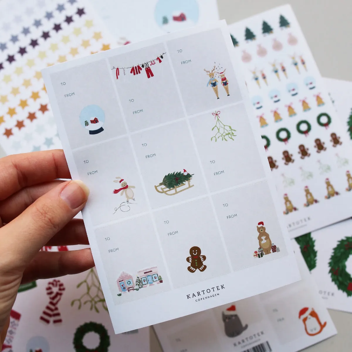 Kartotek Christmas Grid stickers étiquettes cadeau Noël