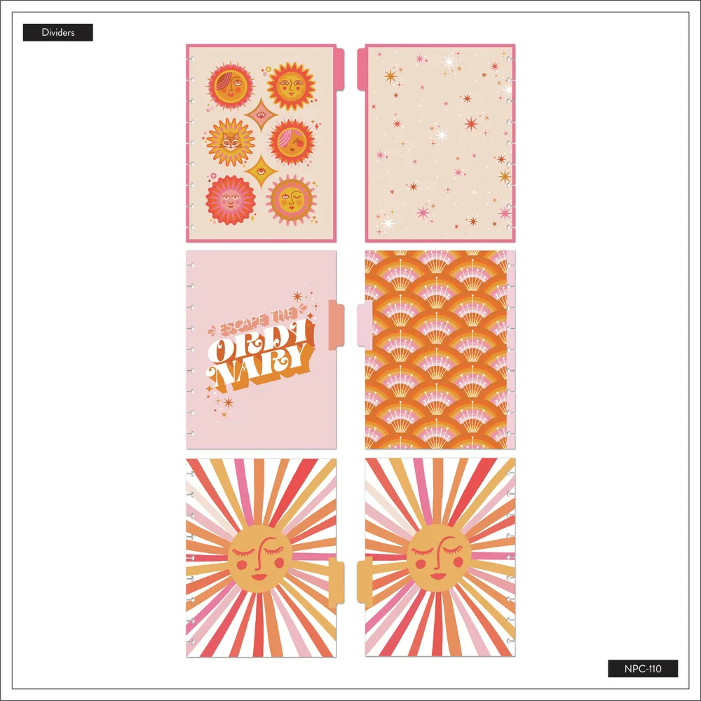 Happy Planner Retro Sunset Cat Coq carnet pointillé 60 feuilles