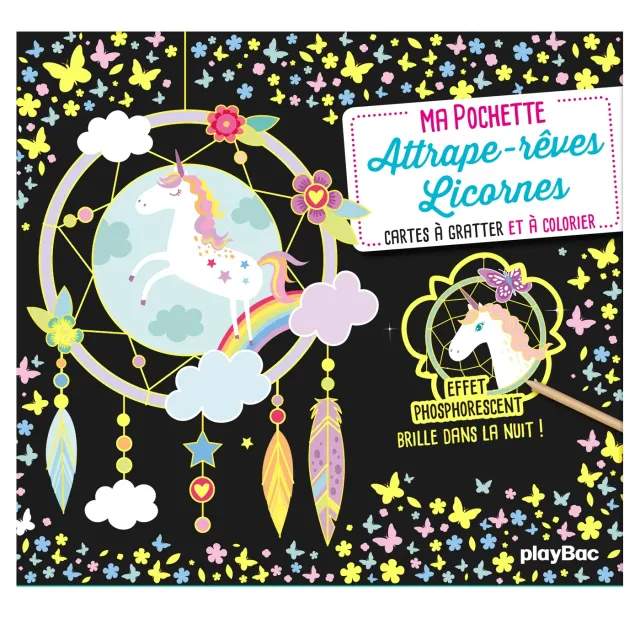 Frigobloc Attrape-rêves Licorne cartes à gratter phosphorescentes