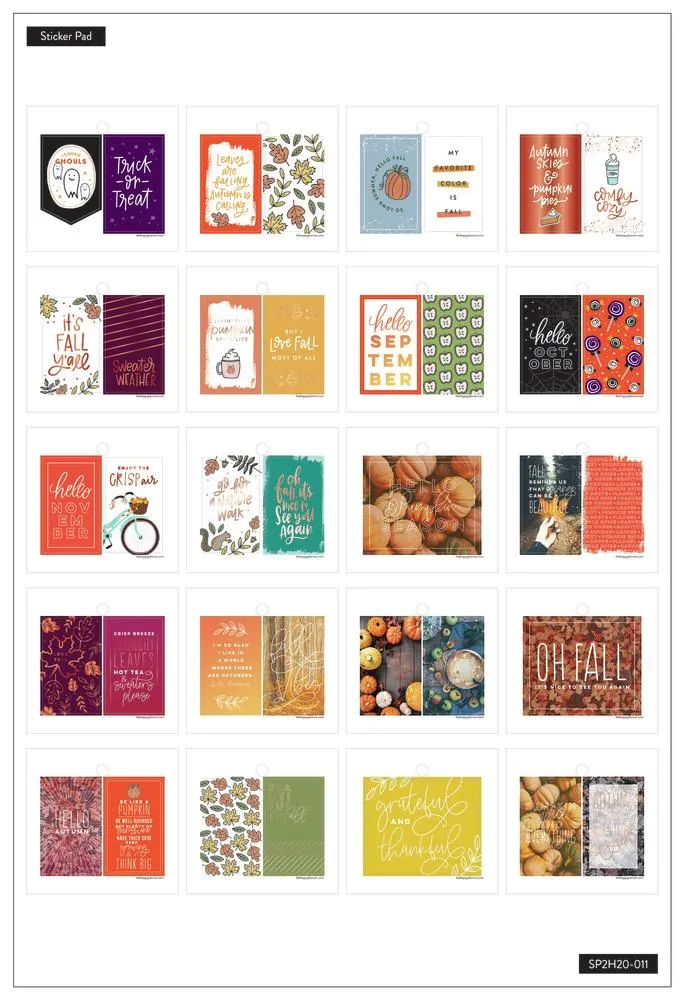 Happy Planner Fall mini stickers pad automne 20 pages