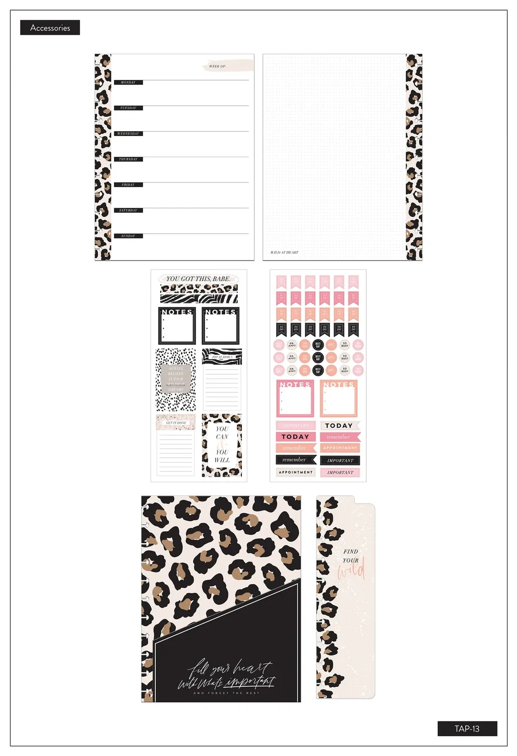 Happy Planner Wild Styled kit accessoires Big animal