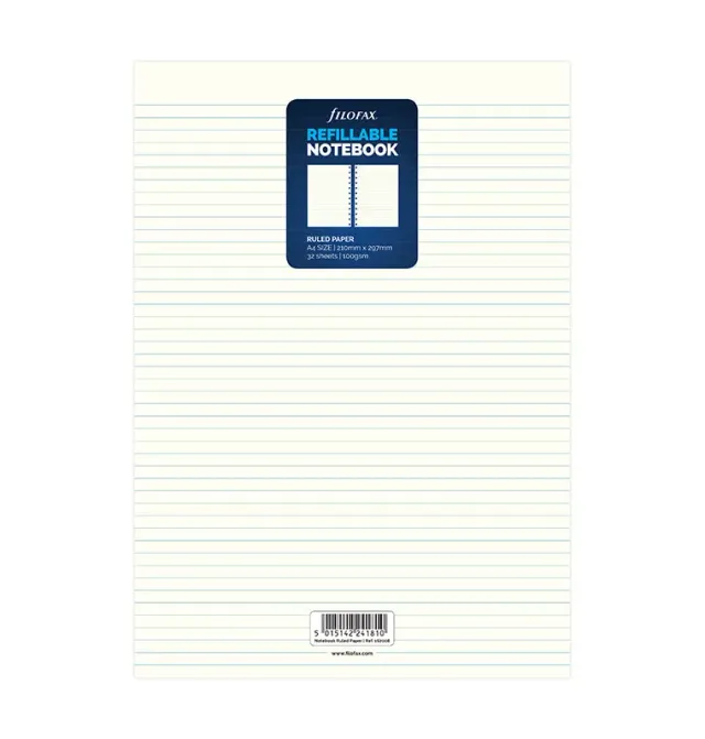 Filofax Notebook recharge A4 feuilles lignées