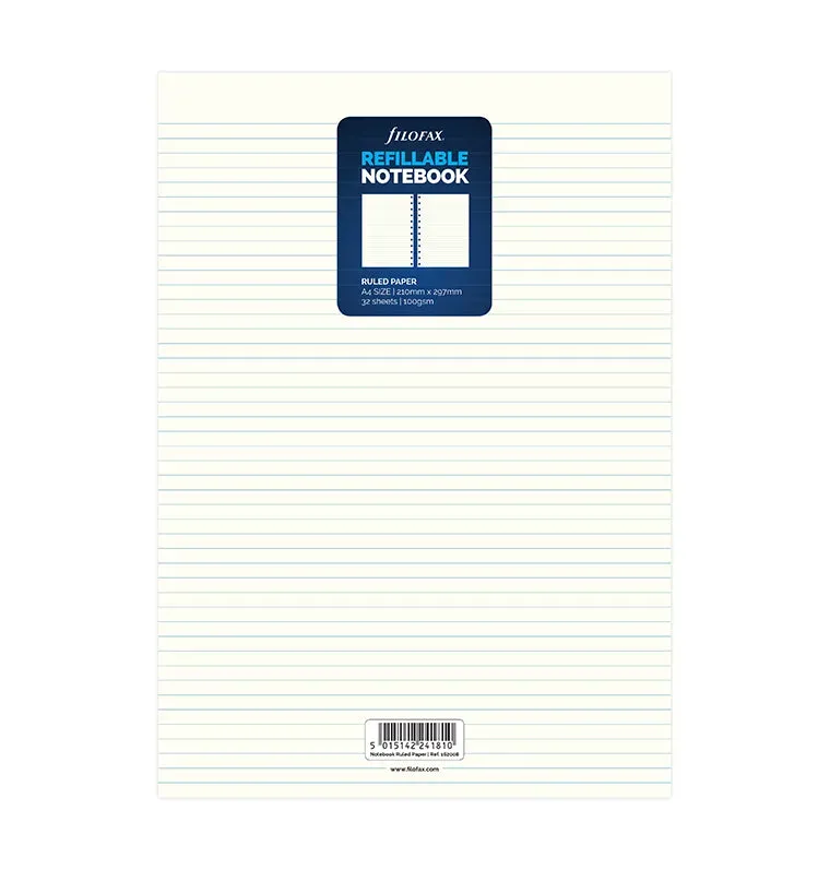 Filofax Notebook recharge A4 feuilles lignées