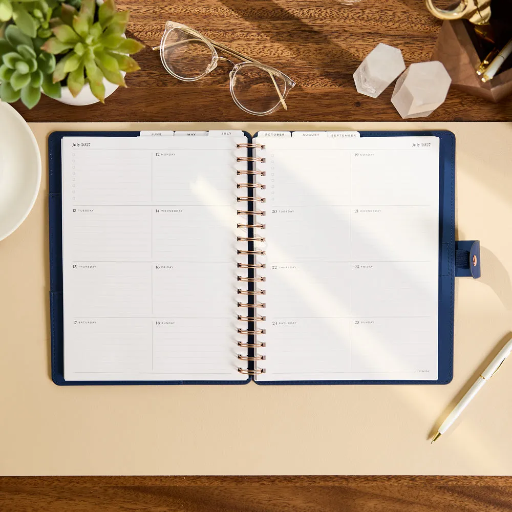 Citrine Navy Herringbone agenda pro 2027 Classic spirale cuir végan