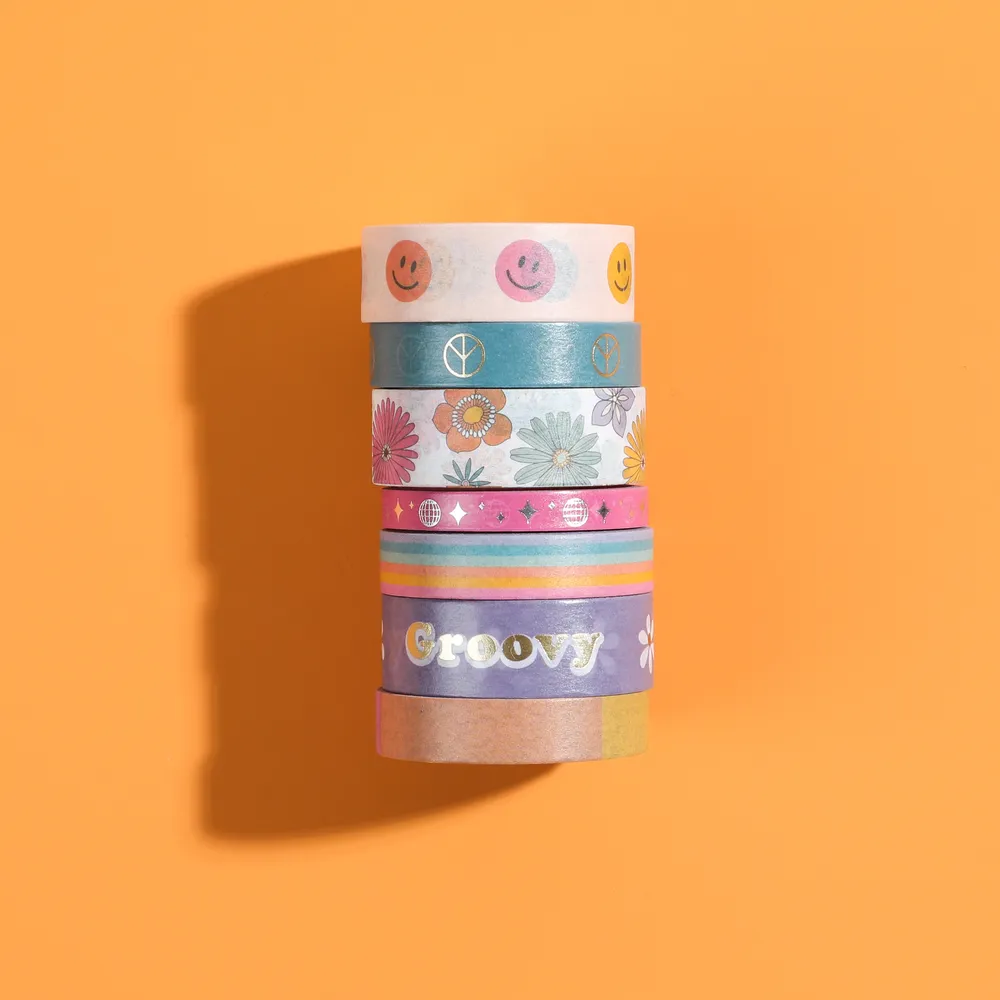 Happy Planner Decades 70s washi tape 7 rouleaux rétro