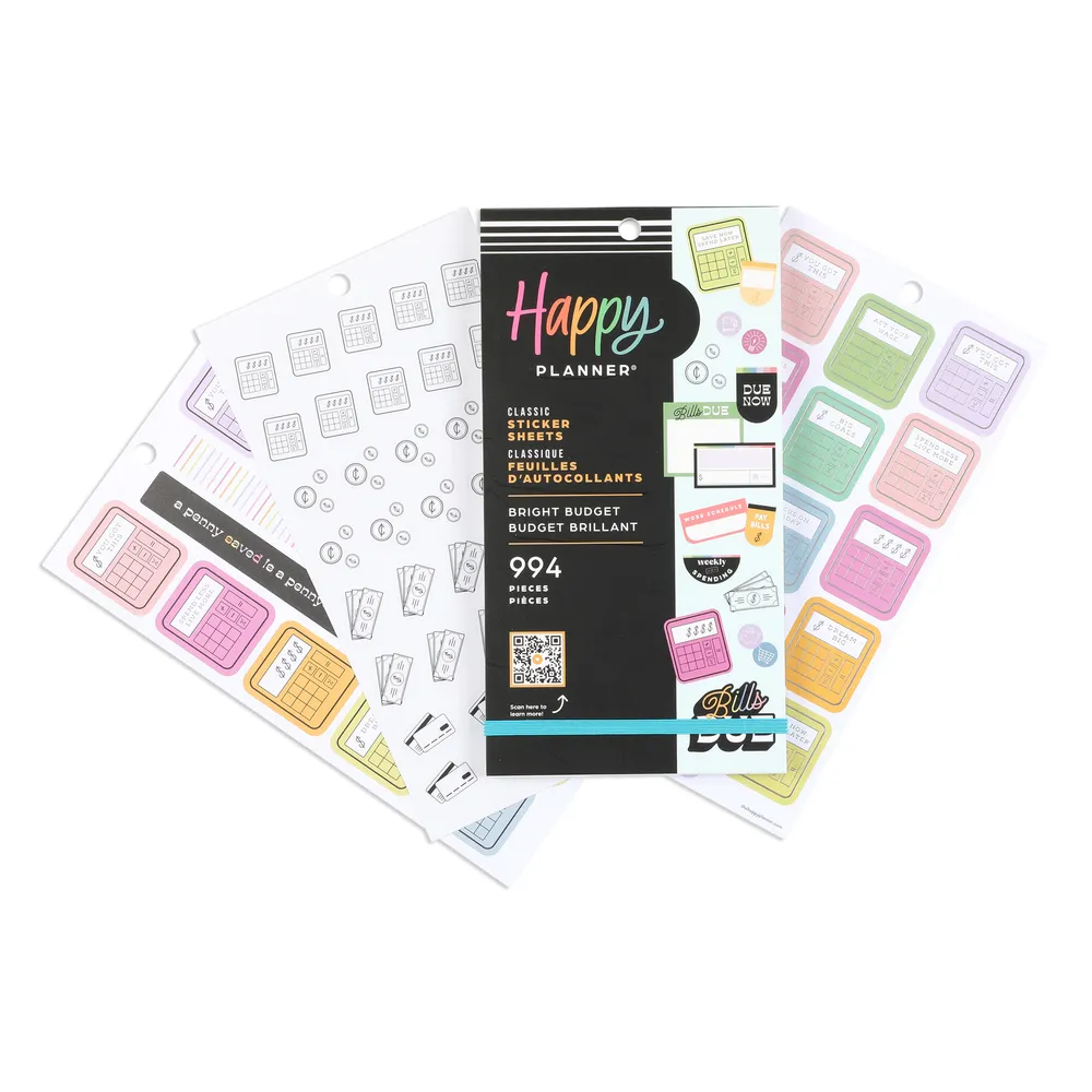 Happy Planner Bright Budget stickers budget 994 pièces 30 feuilles
