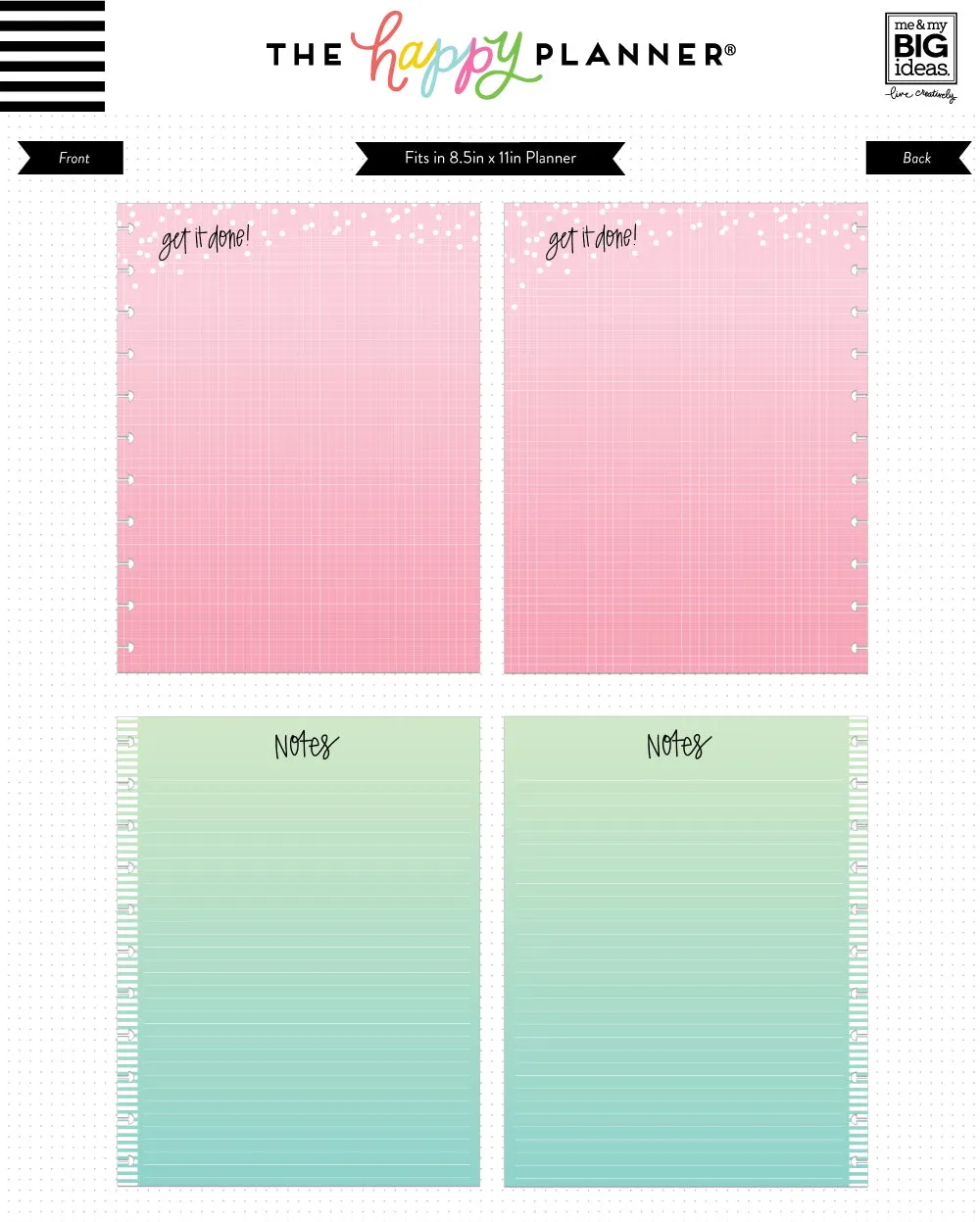 Happy Planner Colored Fill Paper recharge BIG 40 feuilles
