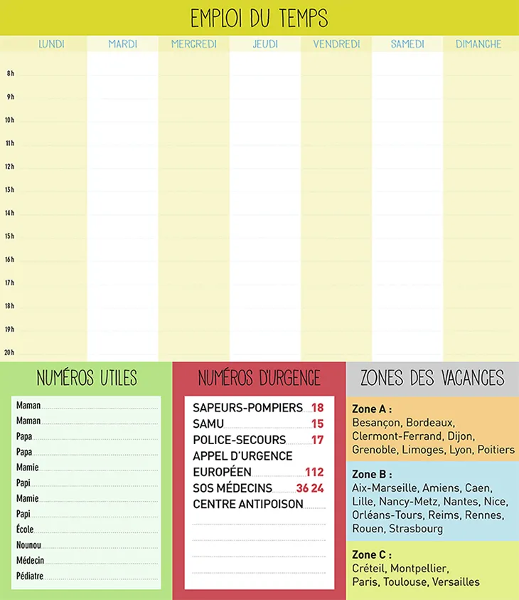 Frigobloc Mensuel 2023 calendrier familial aimanté sept 2022-déc 2023