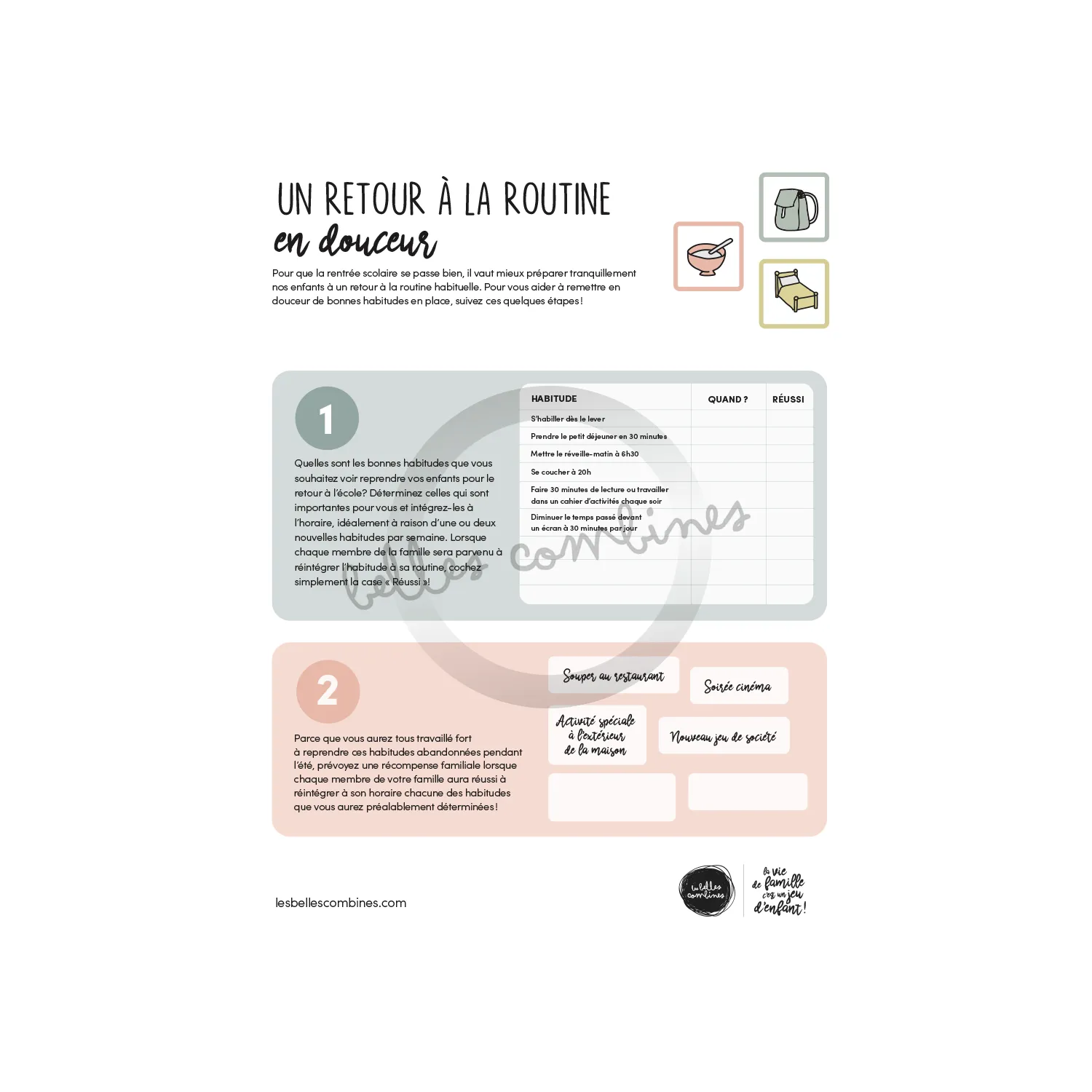 Les Belles Combines Retour à la routine en douceur fiche française