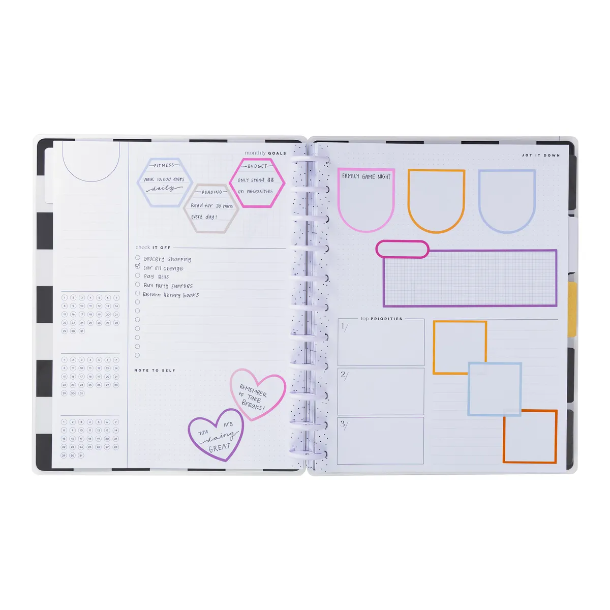 Happy Planner Sweet & Simple agenda Big non daté 12 mois noir et blanc
