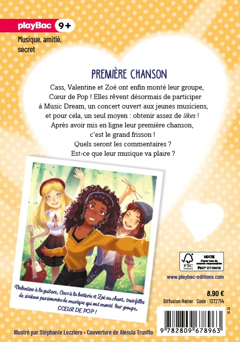 Frigobloc Coeur de Pop Tome 2 Première chanson roman 8-12 ans