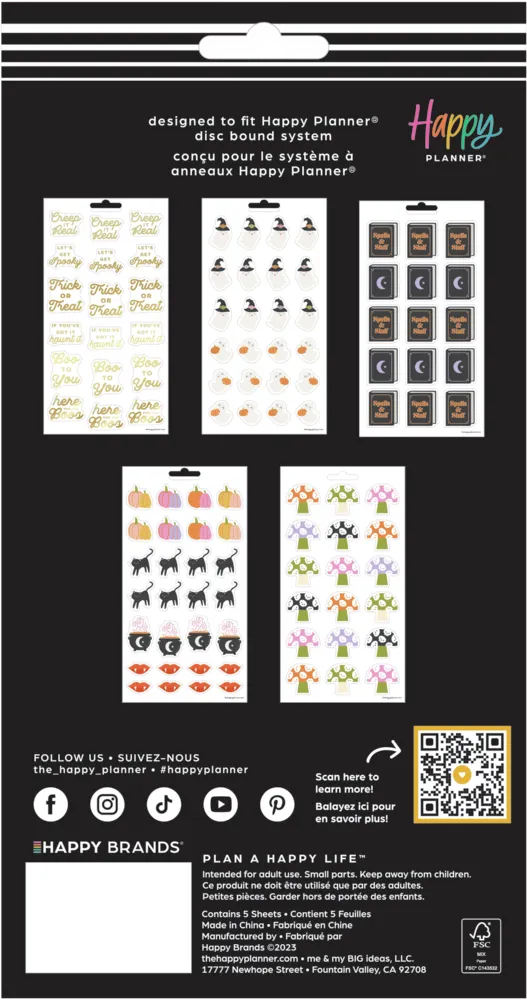 Happy Planner Halloween stickers agenda 5 feuilles 106 pièces
