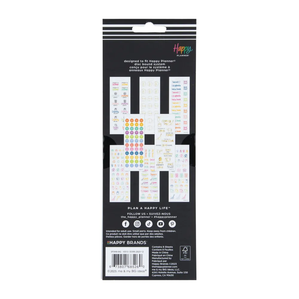 Happy Planner Household Essentials stickers maison 8 planches