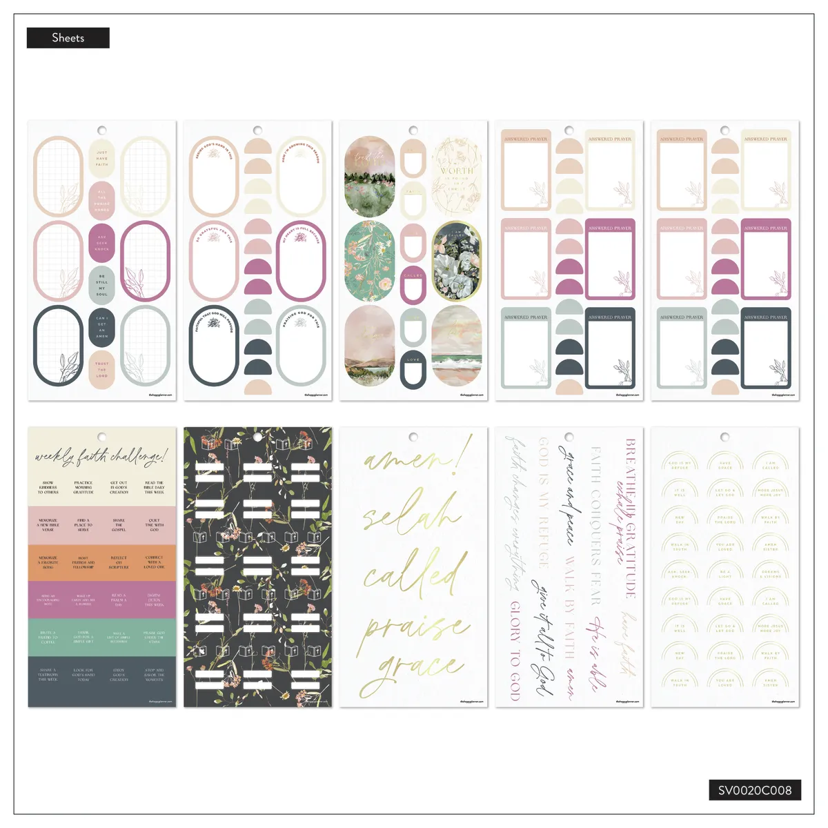 Happy Planner Flourish in Faith stickers foi 30 feuilles 675 pièces