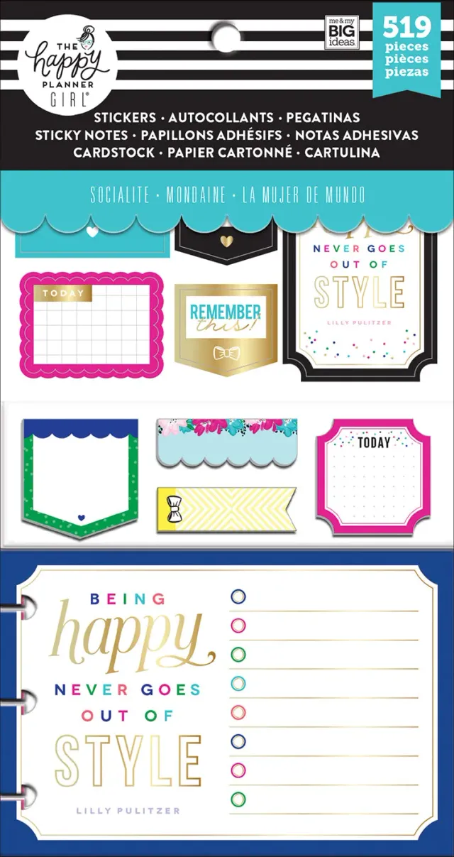 Happy Planner Socialite pack accessoires stickers notes