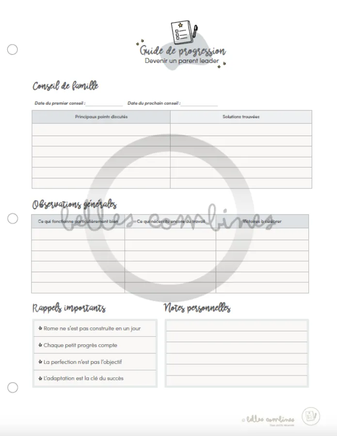 Les Belles Combines Devenir parent leader guide progression français
