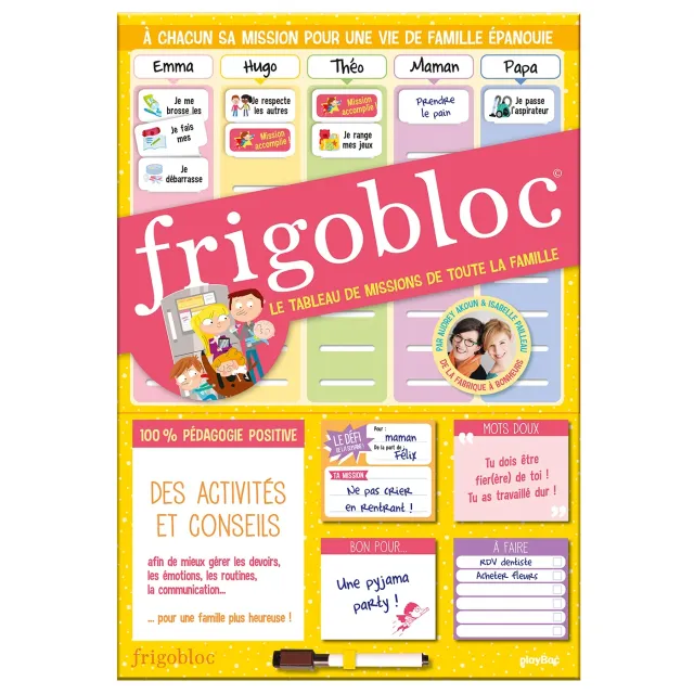 Frigobloc Tableau des missions aimanté pédagogie positive 72 fiches