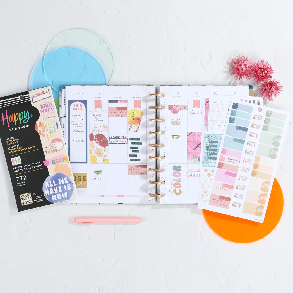 Happy Planner Effortless Grace Value Pack autocollants 772 colorés