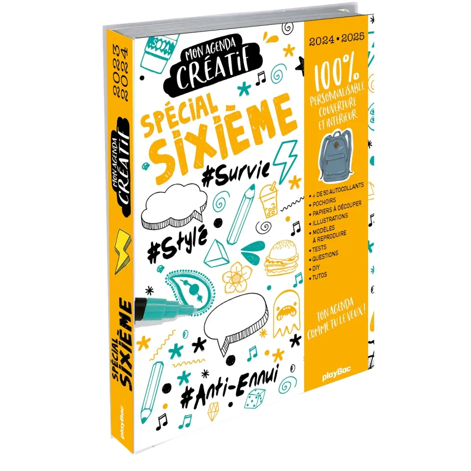 Frigobloc Mon agenda créatif spécial sixième 2024-2025 agenda personnalisable