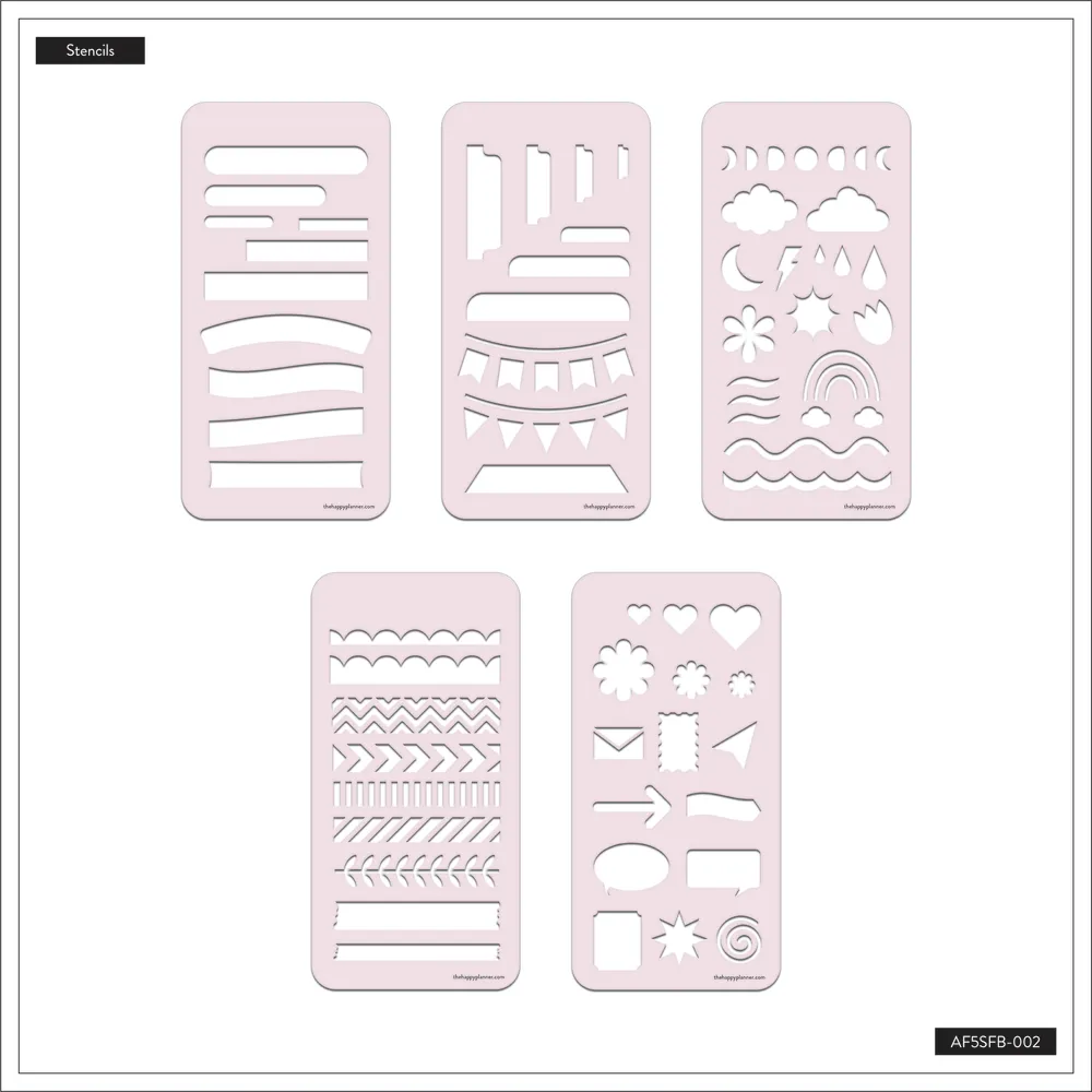 Happy Planner Shapes pochoirs éventail 5 feuilles drapeaux