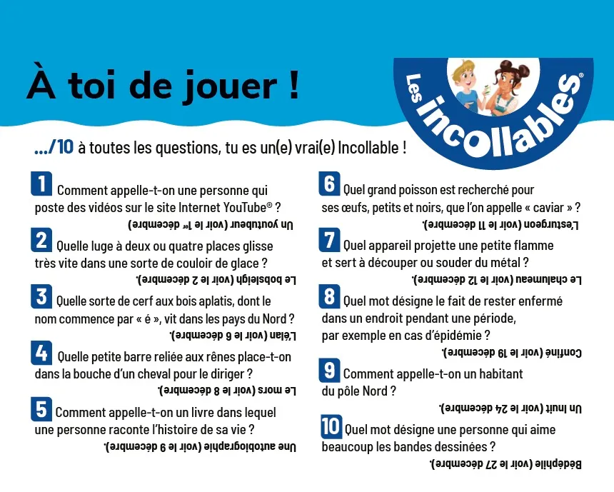 Frigobloc Incollables Un mot par jour CM2 bloc 10-11 ans édition 2021