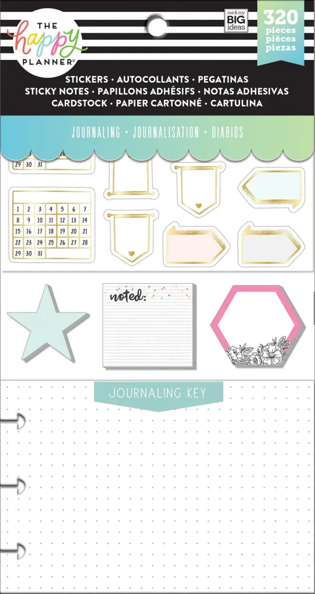 Happy Planner Journaling pack accessoires stickers et notes