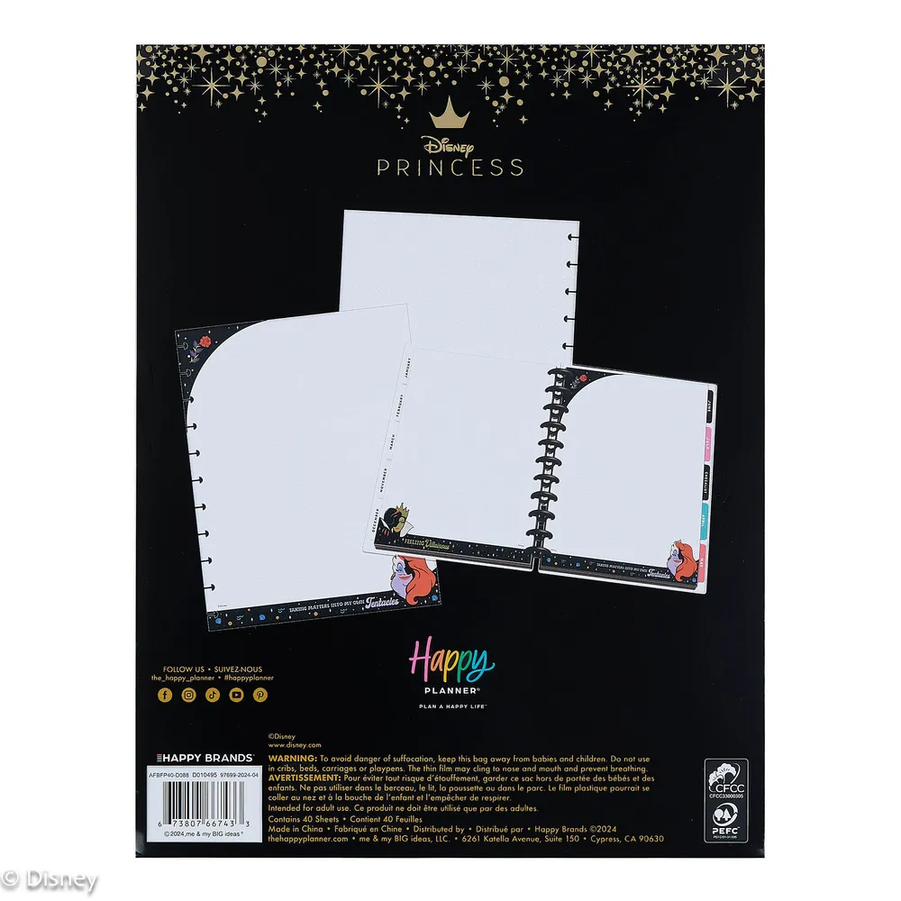Happy Planner Disney Good vs Evil recharge papier Big 40 feuilles pointillé