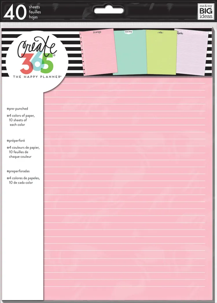 Happy Planner Big papier recharge couleur 40 feuilles