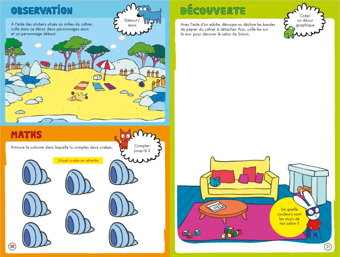 Les Incollables Simon TPS-PS cahier 2-3 ans autocollants