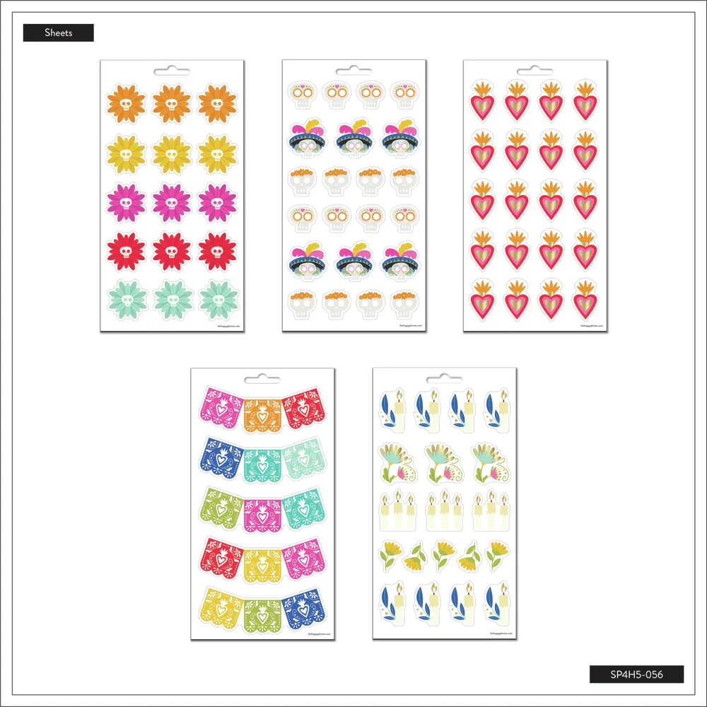 Happy Planner Día de los Muertos stickers 5 planches 81 fête