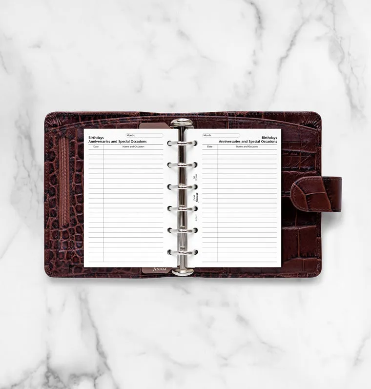 Filofax Classic Pocket recharge organiseur anniversaires