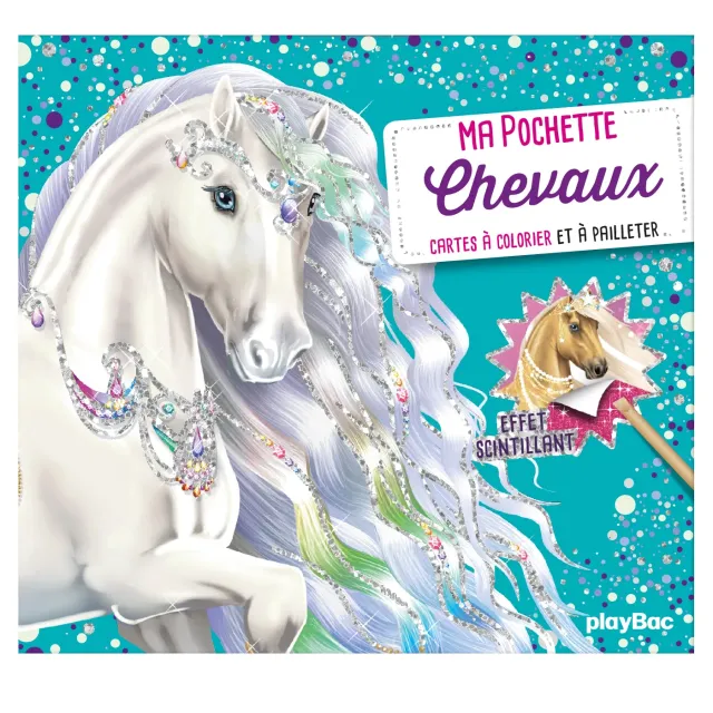 Frigobloc Ma pochette Chevaux carte à pailleter 5 cartes