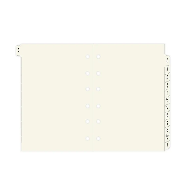 Filofax Pocket intercalaires A-Z crème 2 lettres