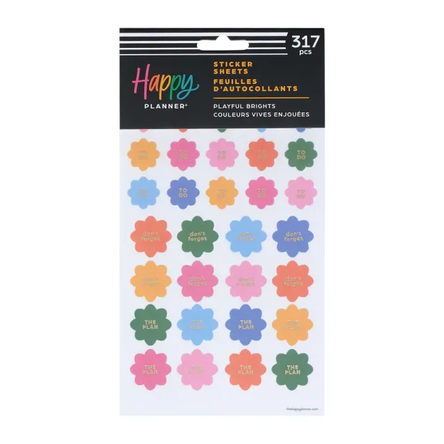 Happy Planner Playful Brights Student stickers 317 5 feuilles