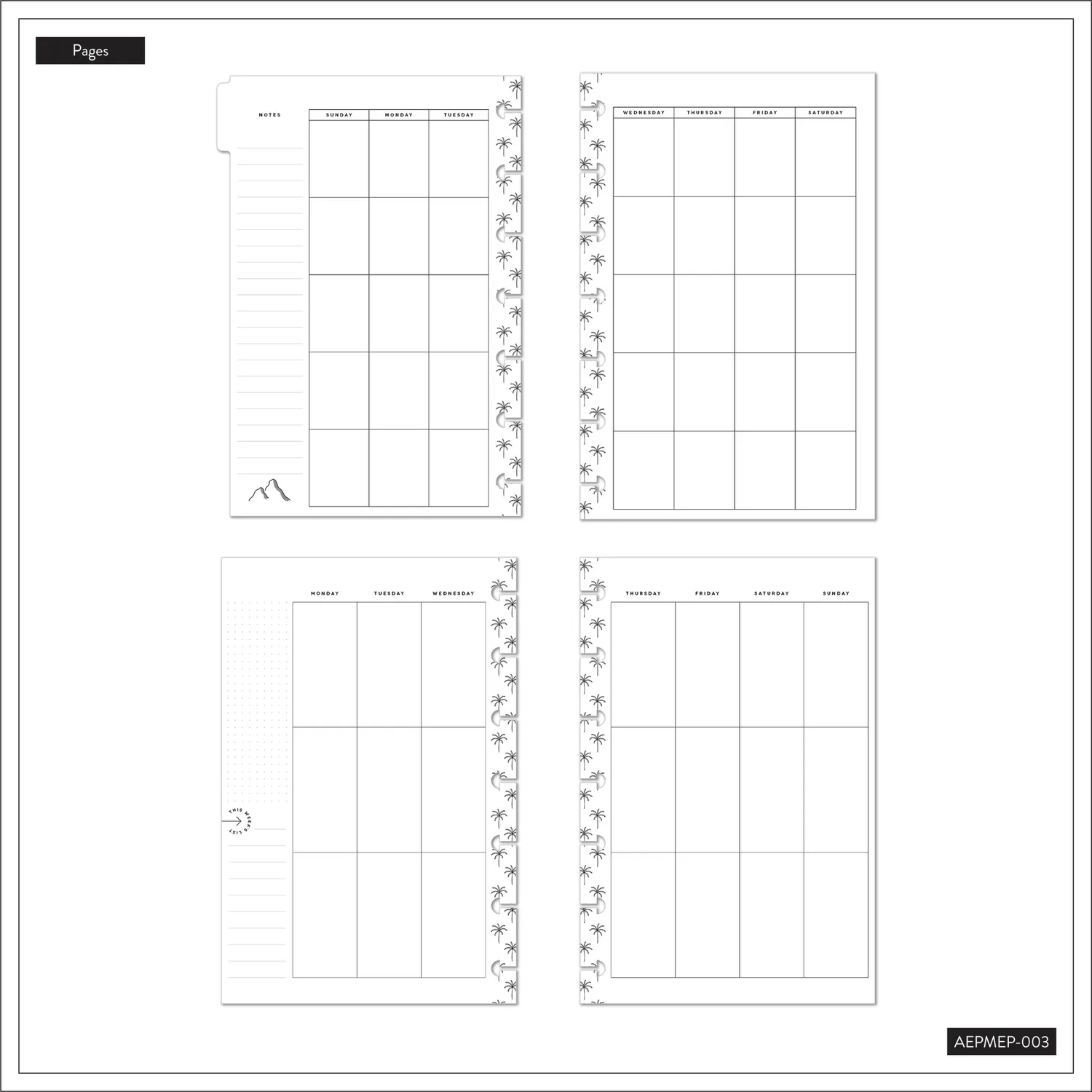 Happy Planner Getaway Vibes extension mini verticale 4 mois