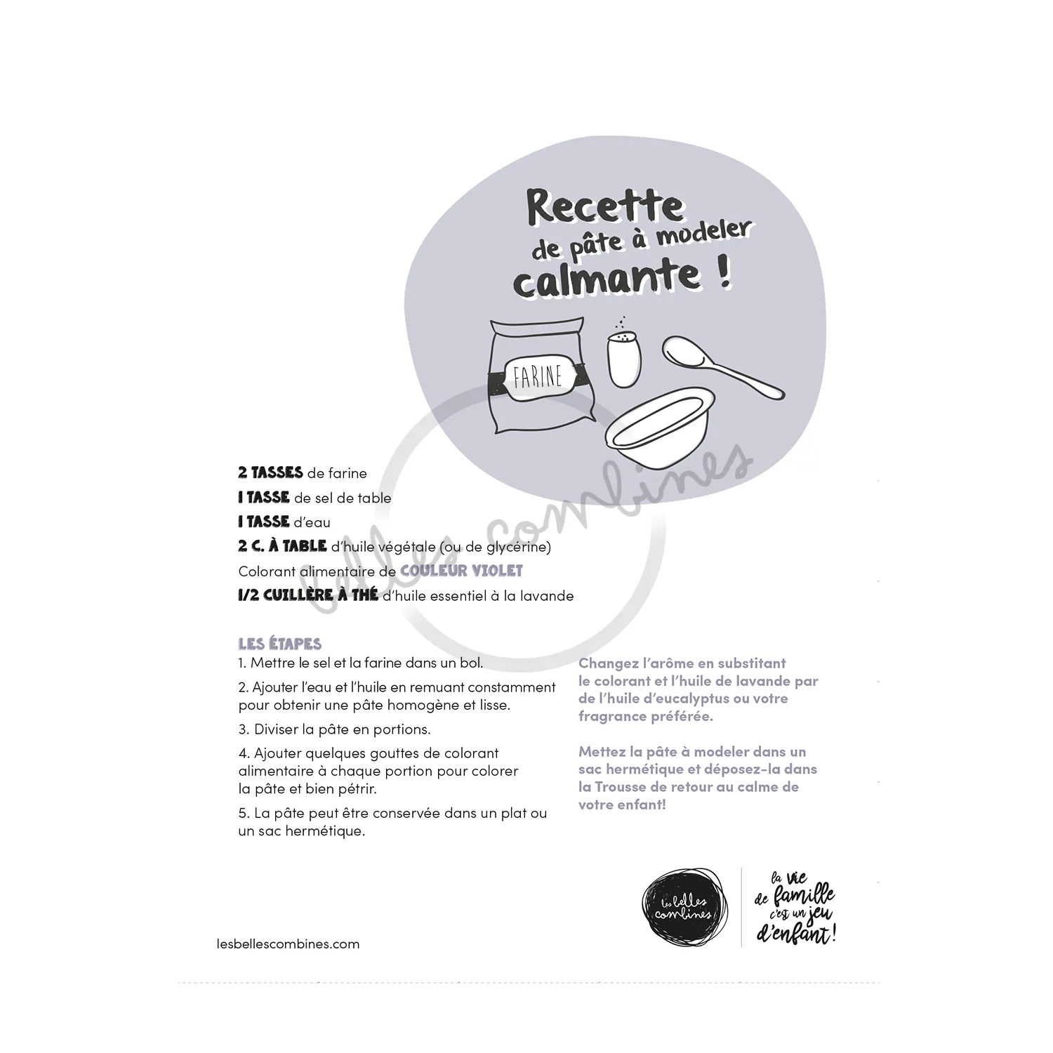Les Belles Combines Pâte à modeler calmante recette lavande fr