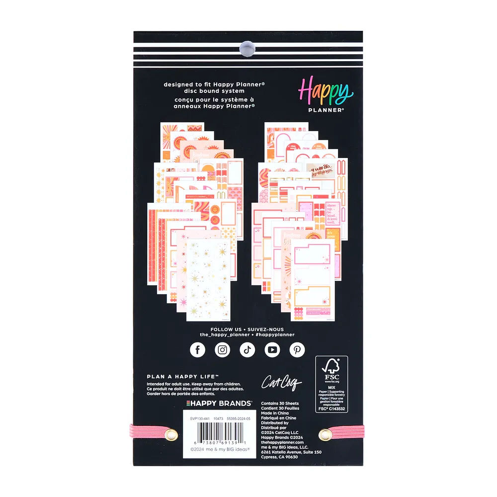 Happy Planner Cat Coq Retro Sunset stickers 30 planches