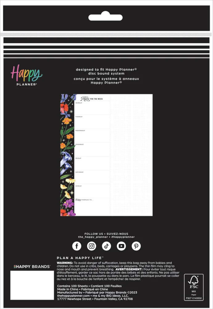 Happy Planner Grounded Magic Classic bloc 100 feuilles semaine