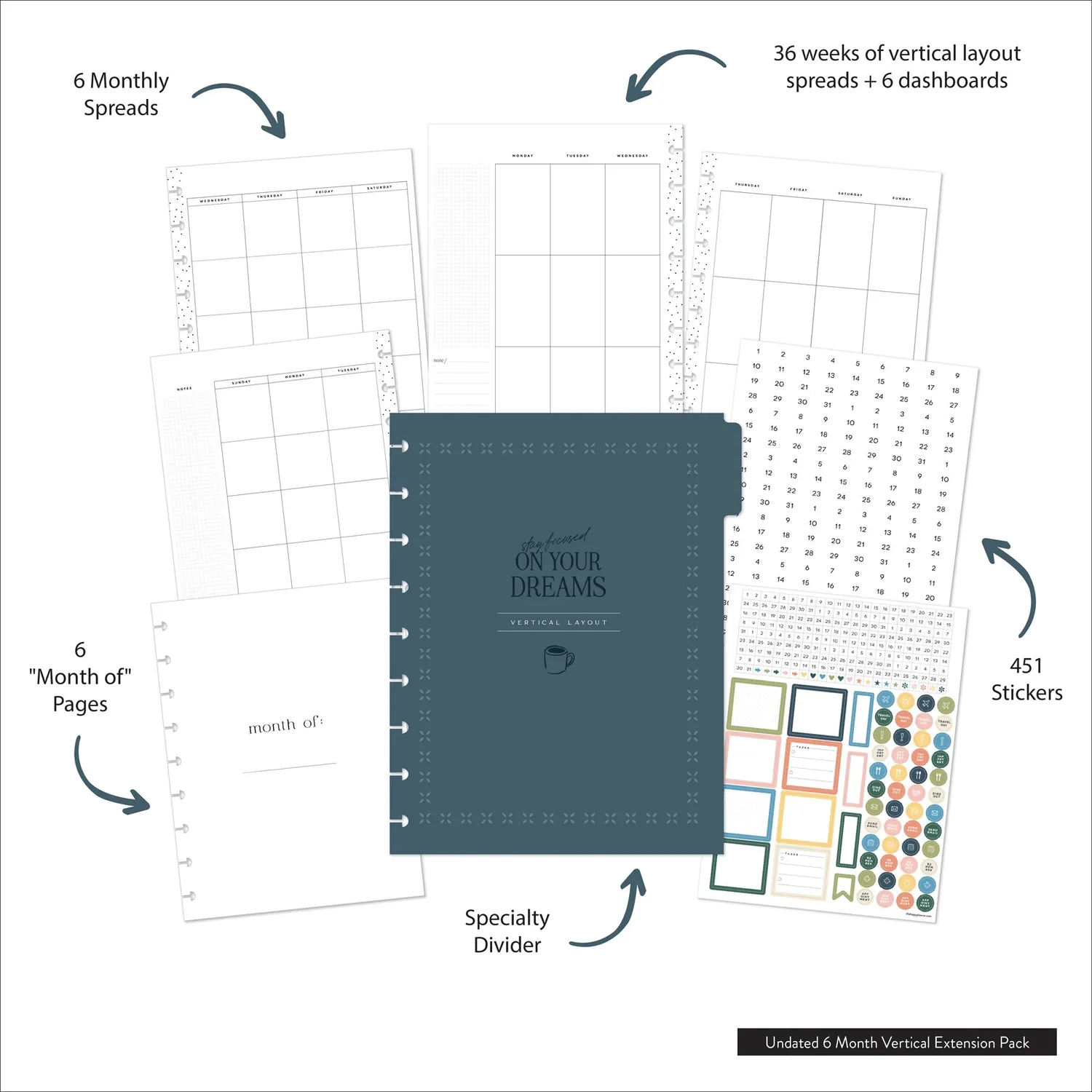 Me & my big ideas Classic recharge agenda vertical non daté 6 mois