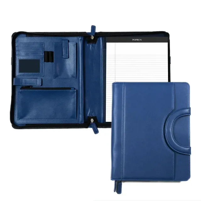 Poprun PF1113PU-BL conférencier zippé bleu avec bloc