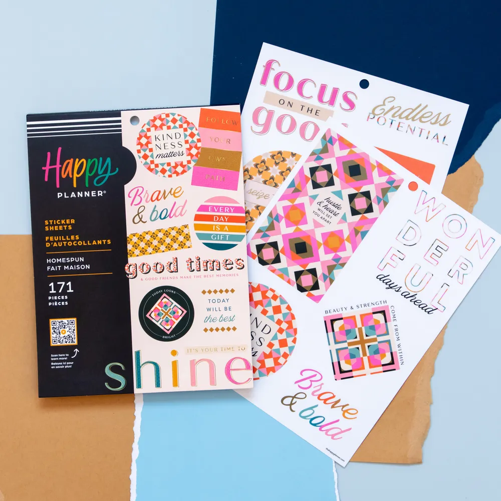Happy Planner Homespun Large autocollants 15 pages cosy