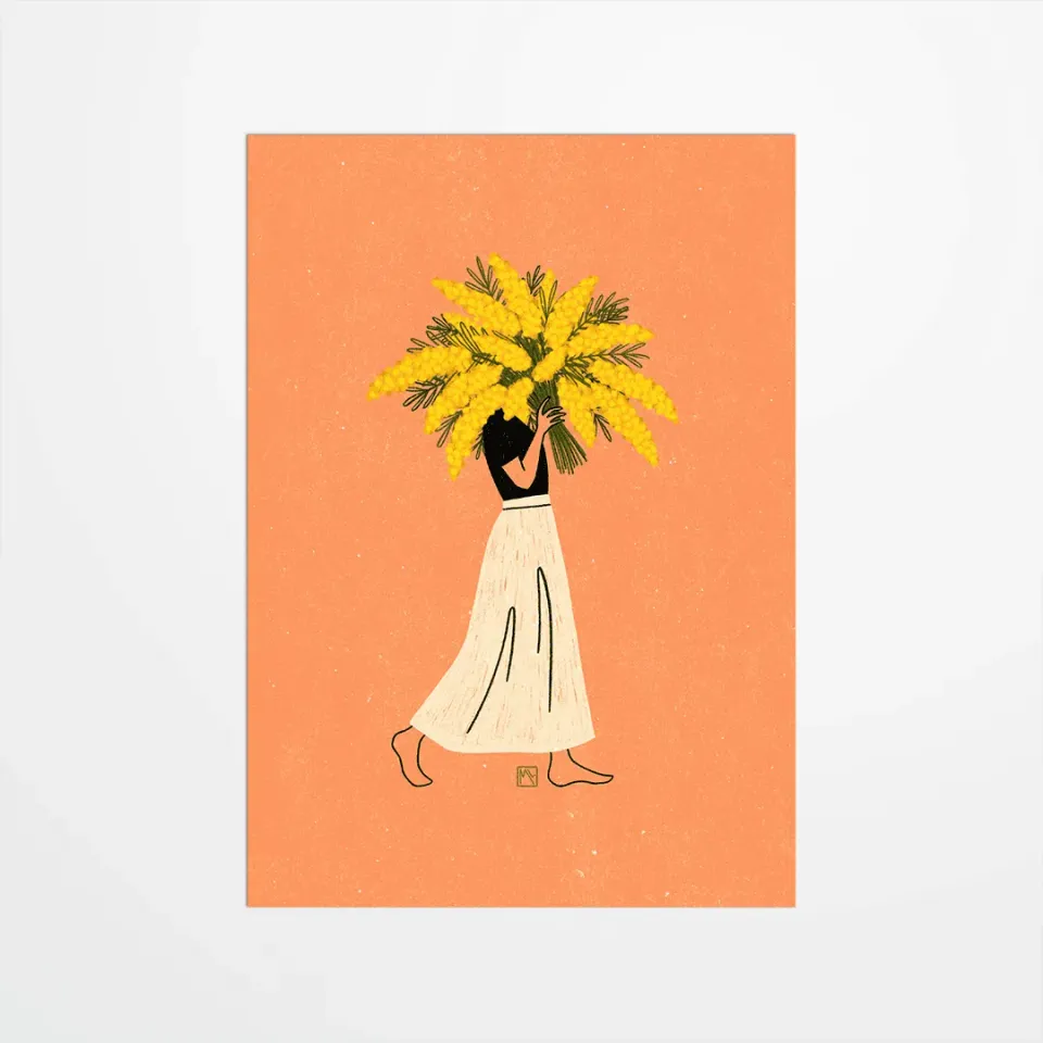 My365 Marine Laurent Mimosa carte postale fleurie jaune