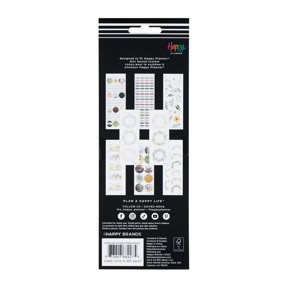 Happy Planner Reading in the Garden stickers jardin 8 feuilles