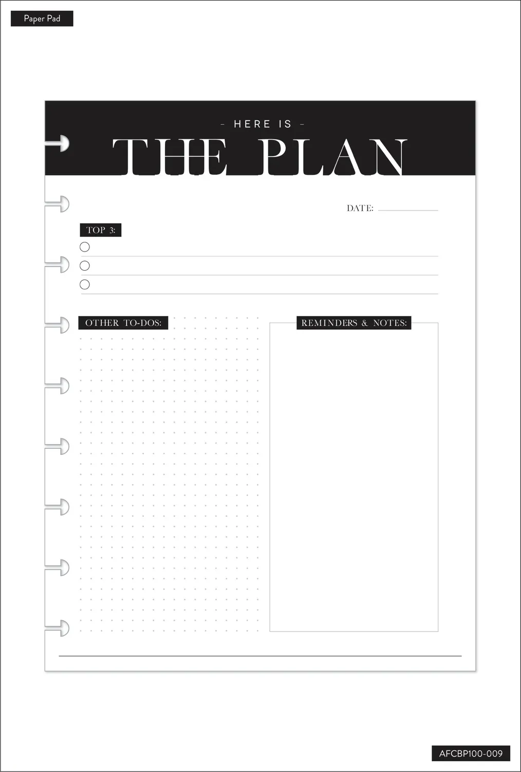 Happy Planner The Plan bloc papier Classic 100 feuilles